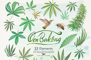 Watercolor Marijuana Set, a Healthcare Illustration by Graphobia (Thumbnail 5 of 9)
