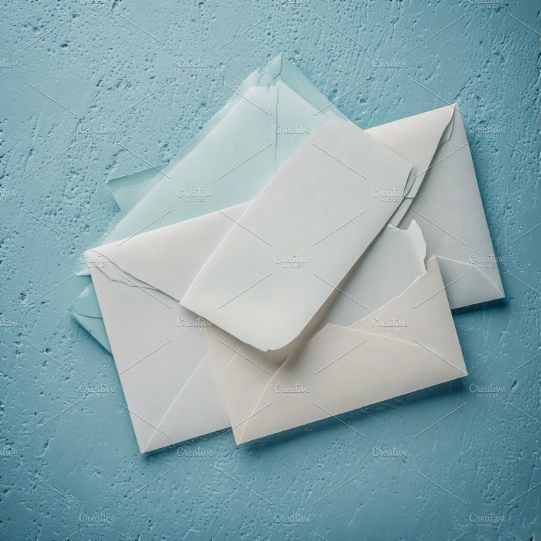 Envelopes Vintage art  blue backdrop, a Photo by ComfortQ