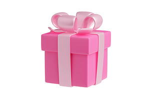 3D Render Gift Box With Ribbon