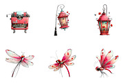 Black Pink Spring Clipart, an Illustration by CreationArt (Thumbnail 2 of 7)