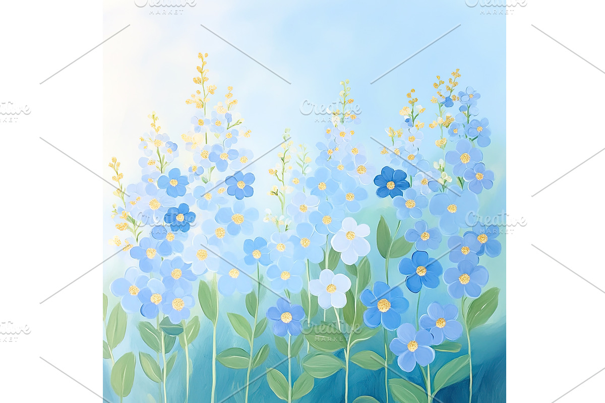 Forget Me Nots oil painting, white, a Finance Illustration by Lermont51