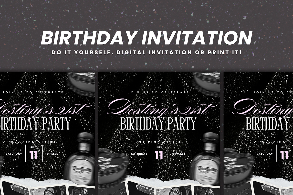 Birthday Invitation Template DIY, a Social Media Template by Lux Logo Studios (Photo 3 of 8)