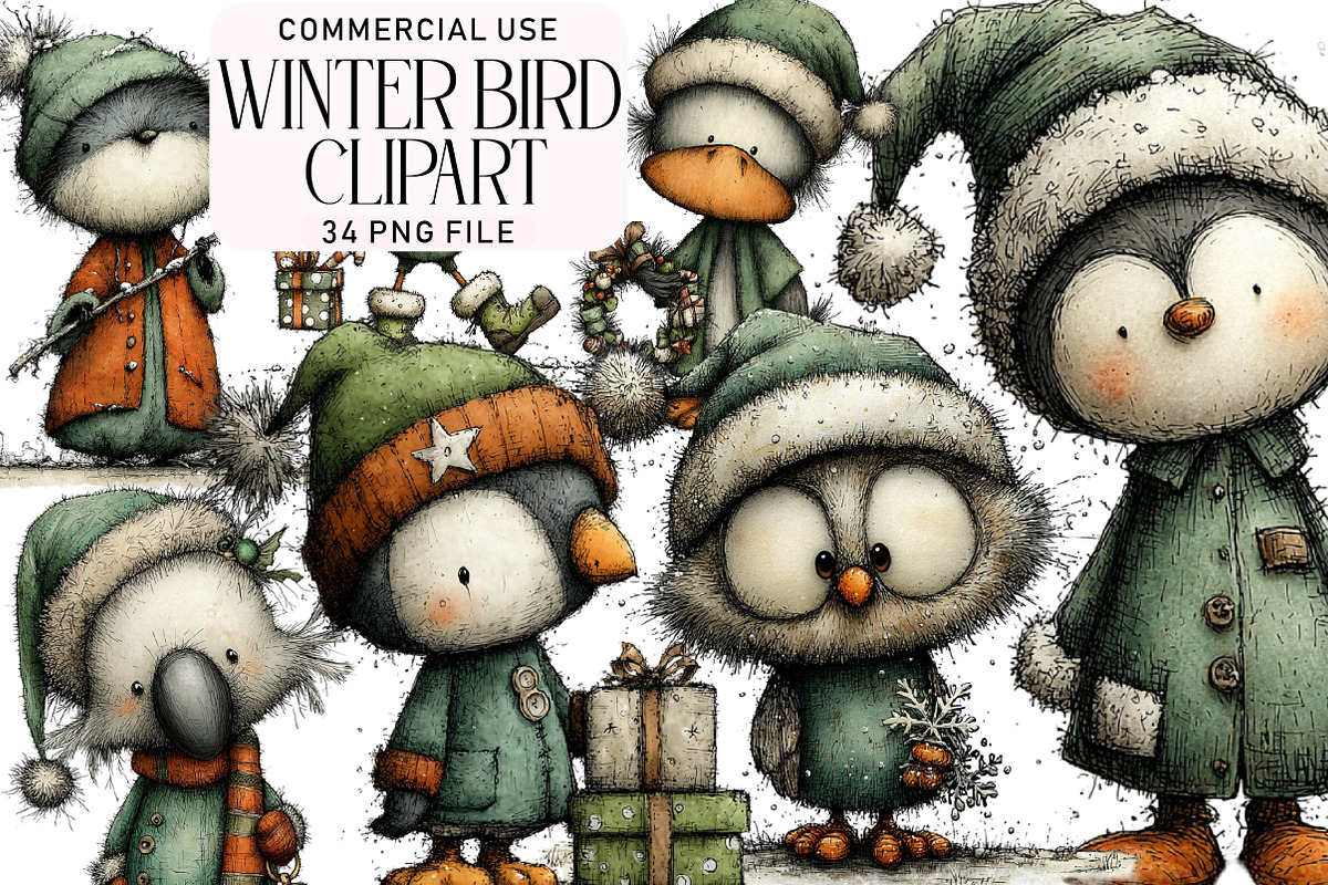 Winter Bird Clipart Bundle, an Illustration by Daily.Designs (Photo 1 of 5)