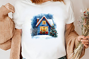 Watercolor Christmas Home Clipart, an Illustration by Canvas Craft (Thumbnail 7 of 8)