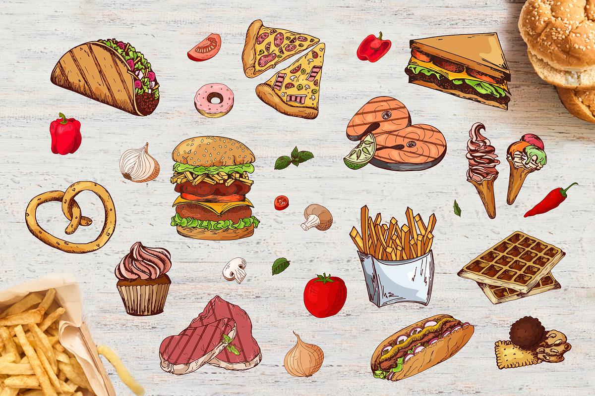 Fast Food-clipart+menu, a Food Illustration by Astarte_design (Photo 3 of 7)