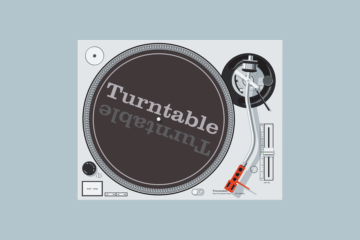 Retro Turntable for DJing, an Object Illustration by BenDesigner