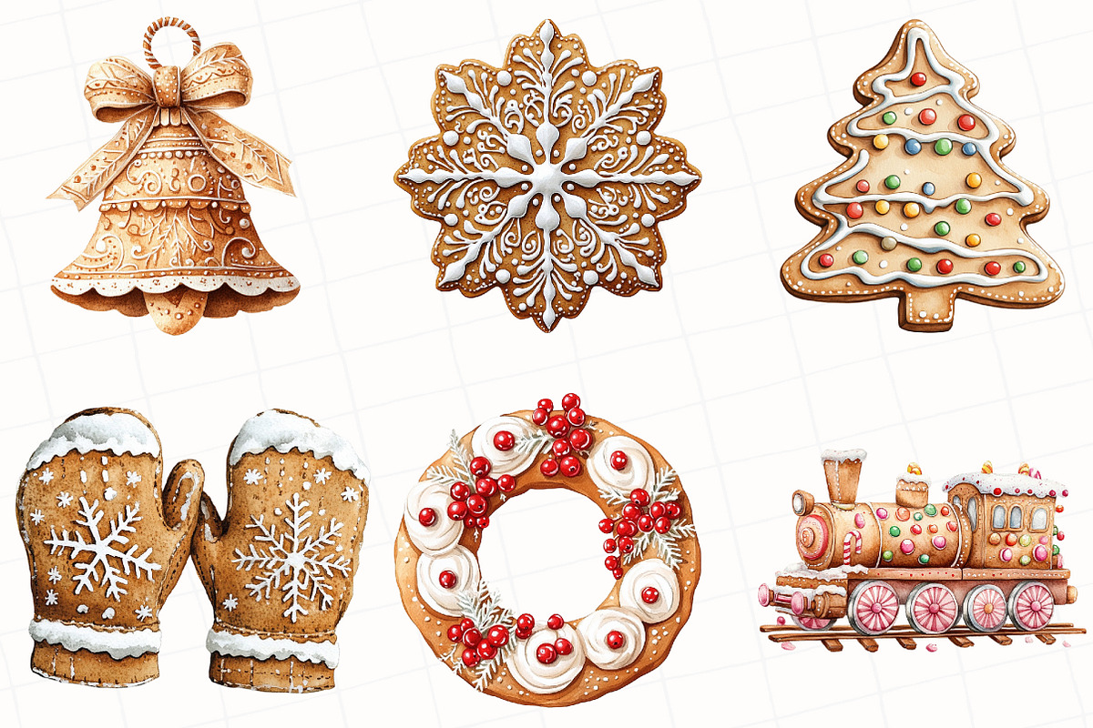 Christmas Gingerbread Clipart, an Illustration by OK Design (Photo 2 of 5)