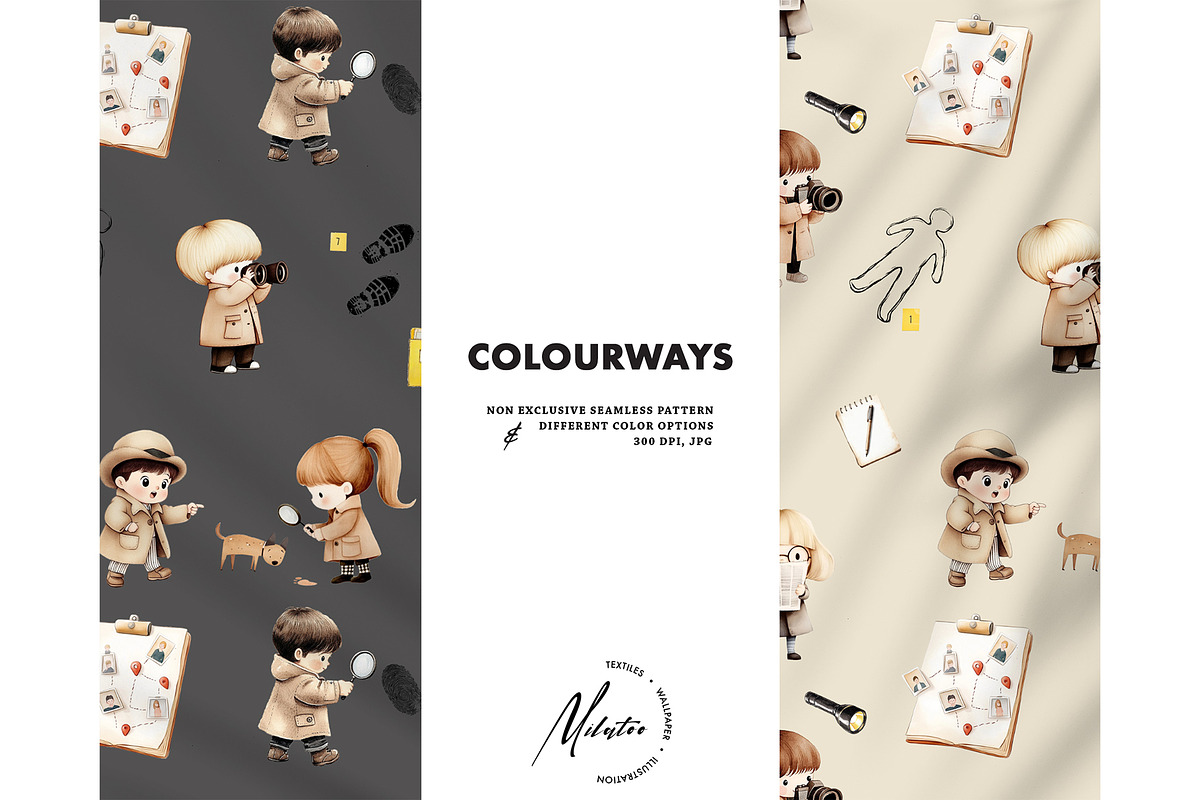 Young detective seamless pattern, a Pattern Graphic by Milatoo (Photo 6 of 6)