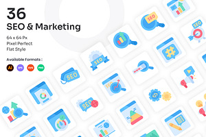 SEO & Marketing Icons Set - Flat, an Icon by Kmg Design