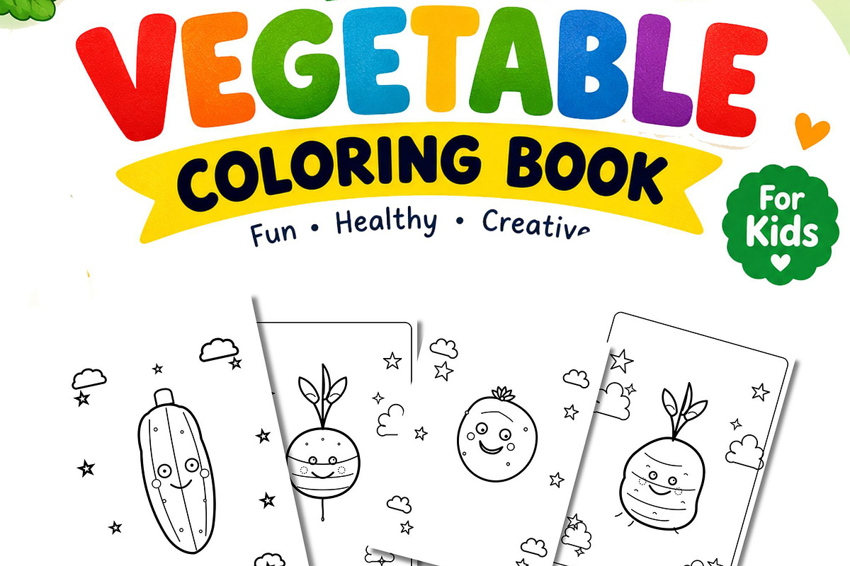 Vegetable Coloring Book for Kids, an Education Illustration by Mohammad Sarfaraz (Photo 2 of 3)