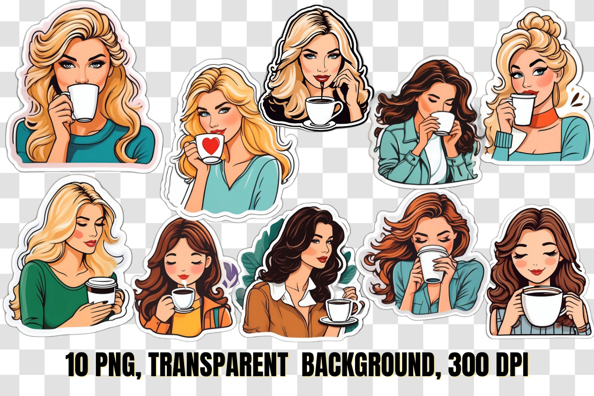 Girl Sipping CoffeeSticker Clipart, a Person Illustration by Stickera Hub (Photo 2 of 8)