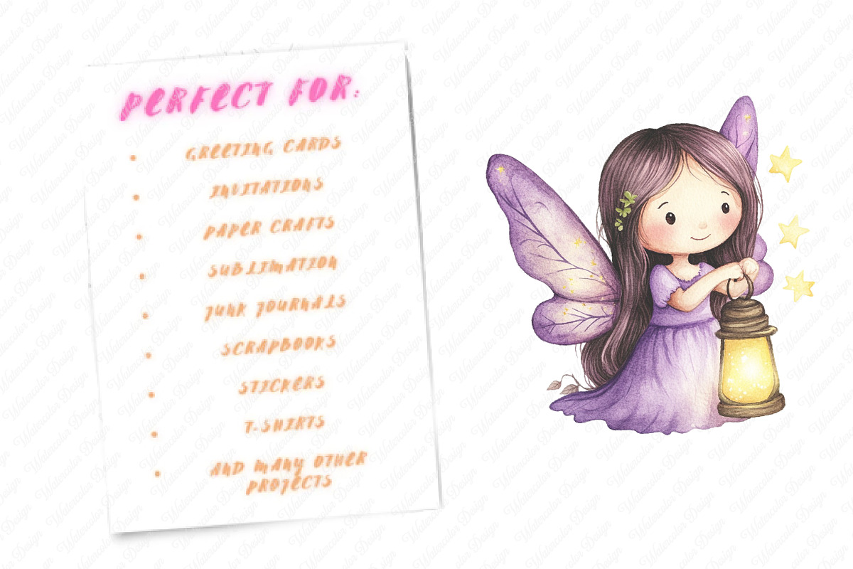 Watercolor Magical Garden Purple png, an Illustration by Watercolor design (Photo 10 of 13)