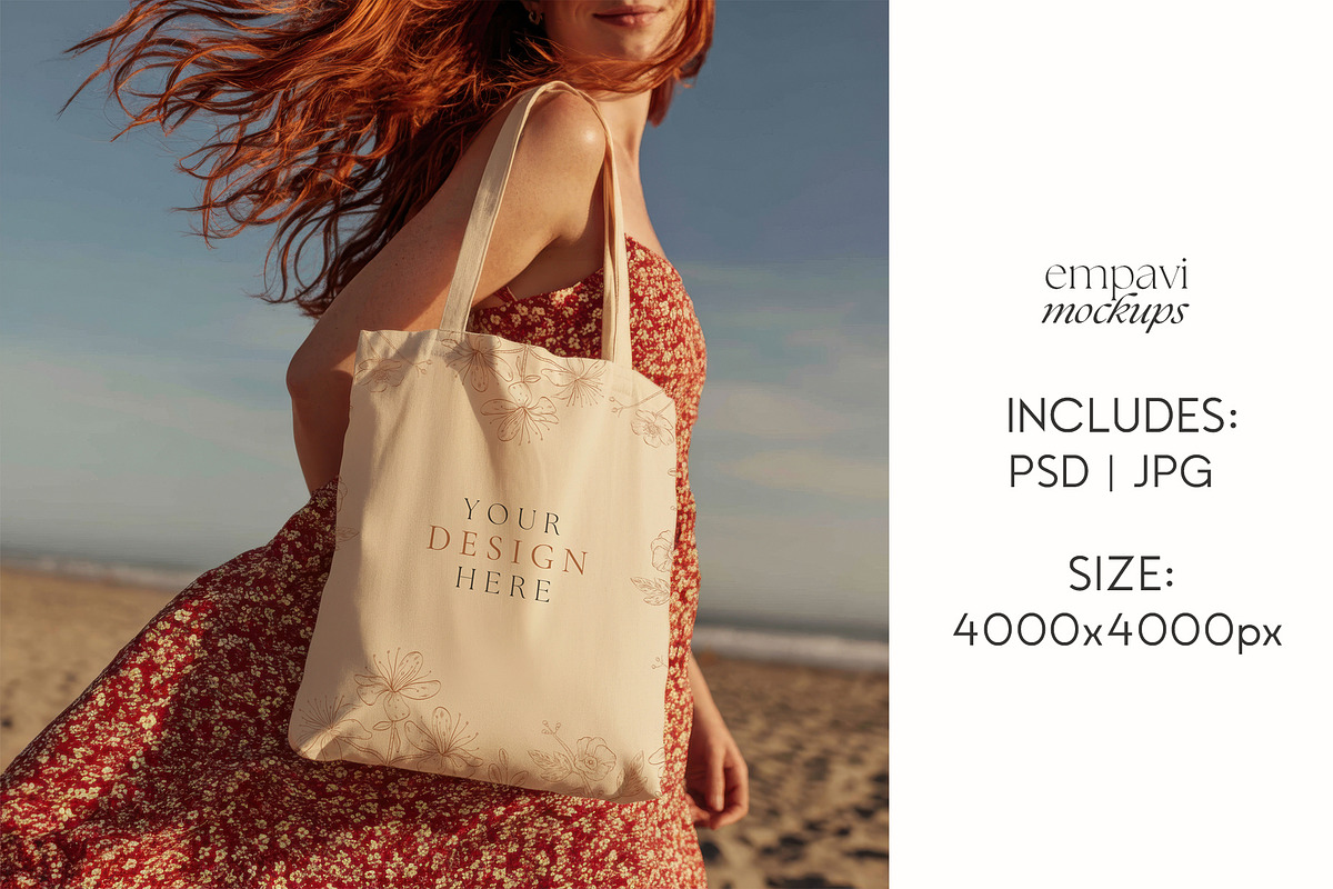 Tote Bag Model Lifestyle Mockup, a Merchandise Mockup by EmpaviMockups (Photo 2 of 2)