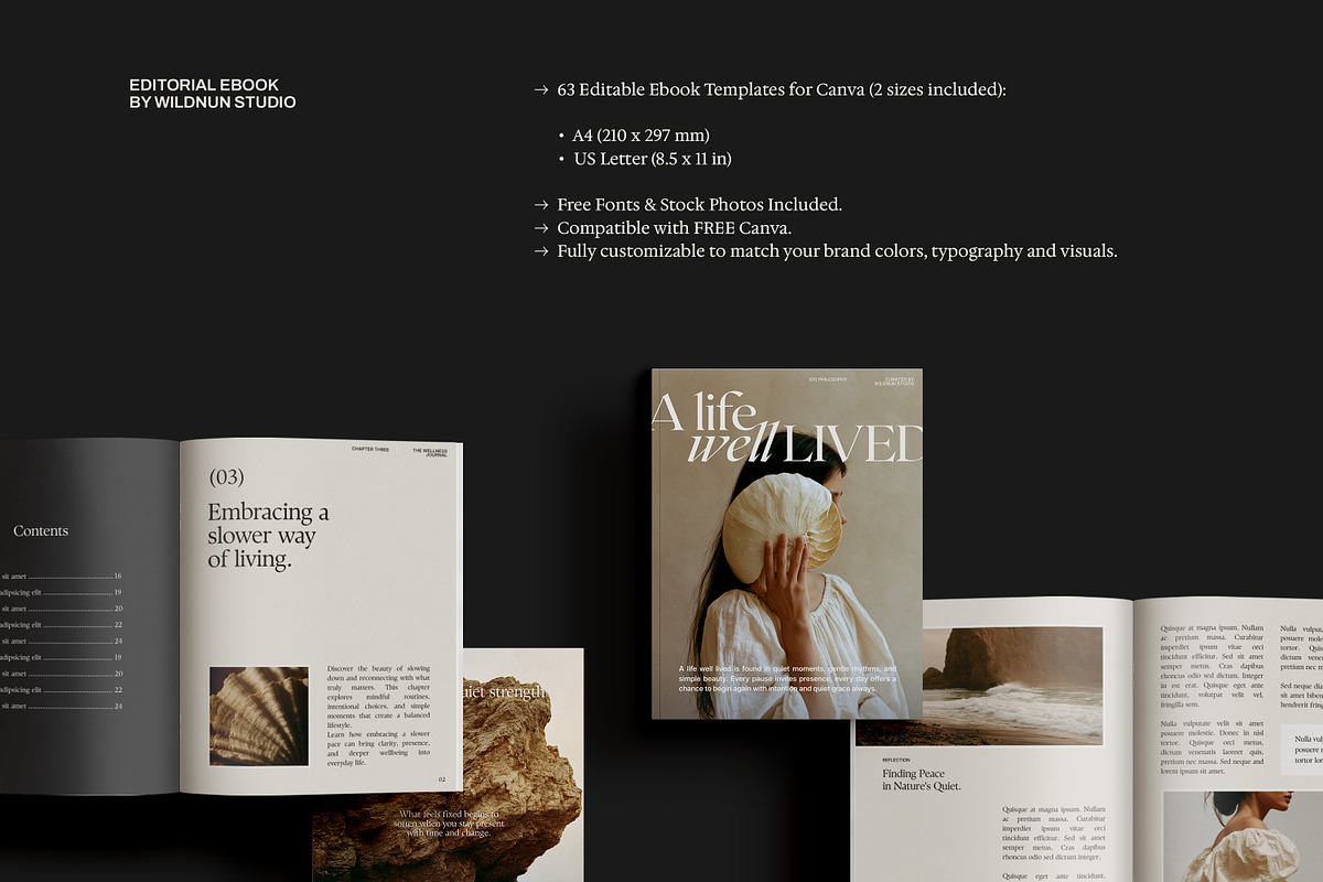 Editorial Ebook Templates for Canva, a Magazine Template by Wildnun Studio (Photo 2 of 18)