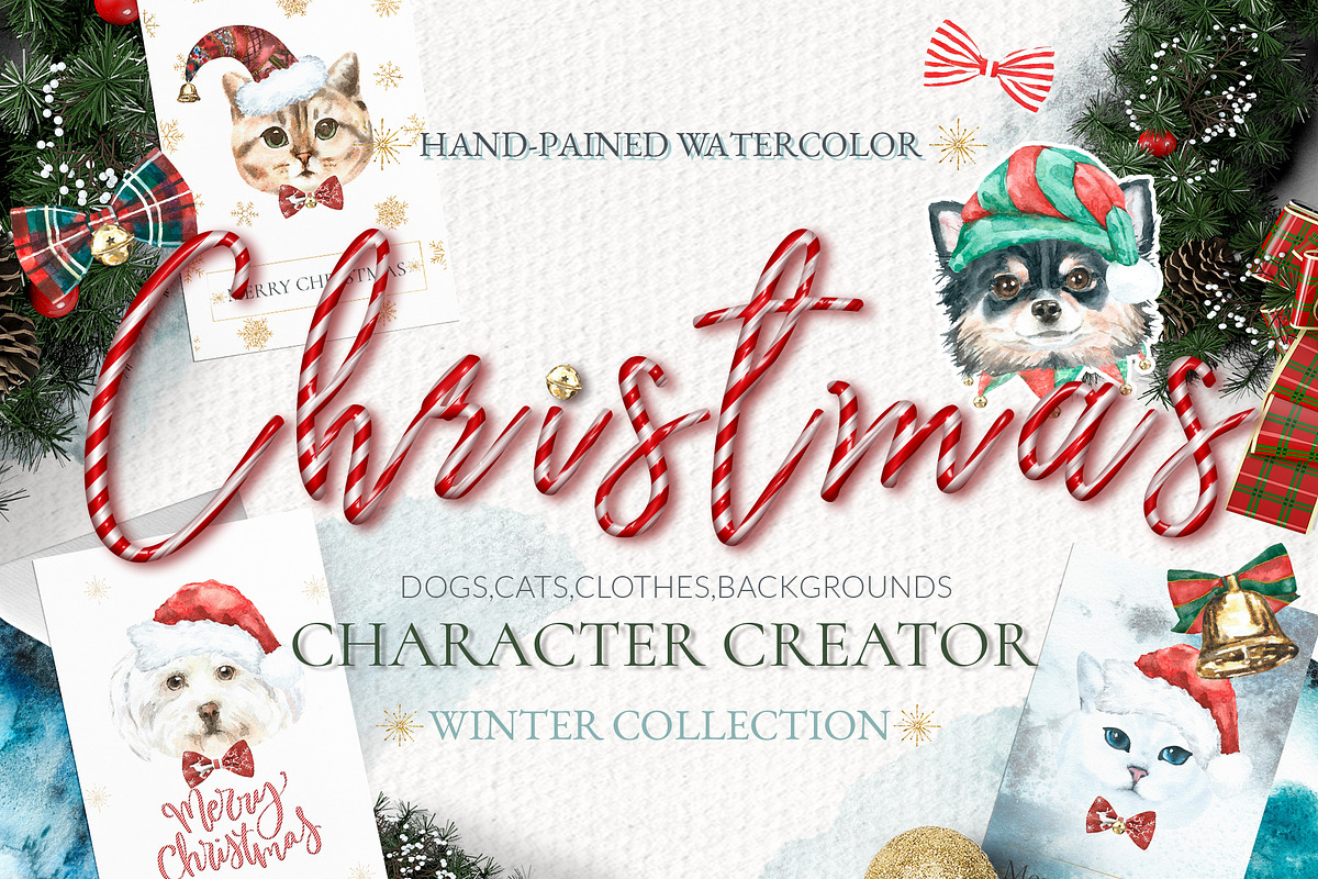 Christmas Character Dogs & Cats, an Animal Illustration by Catherine Wheel (Photo 1 of 23)