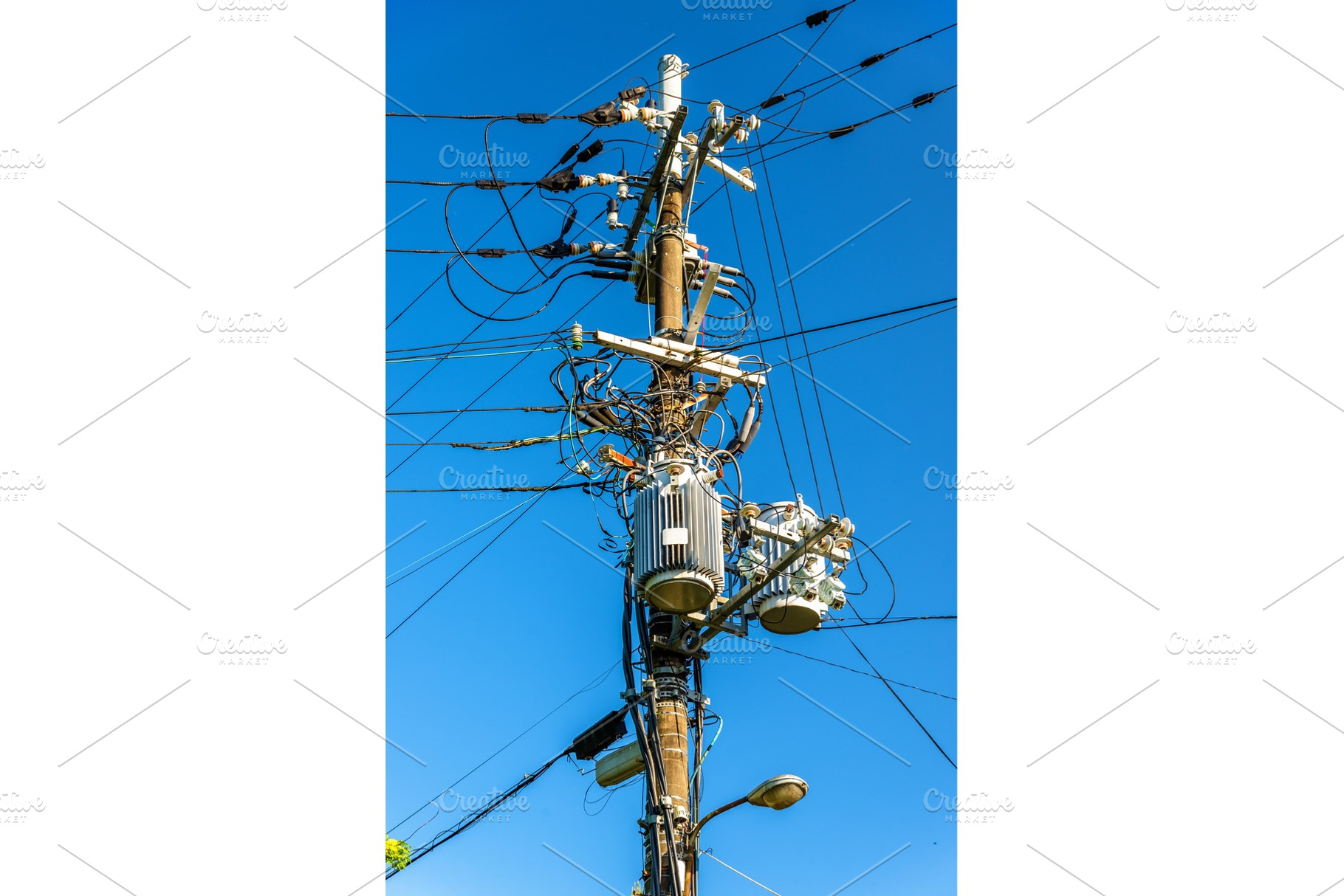 Electrical power line cables and transformers in Japan, an Industrial Photo by Leonid Andronov