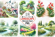 Spring Landscape Clipart, Spring Png, an Illustration by RobertsArt (Thumbnail 1 of 7)