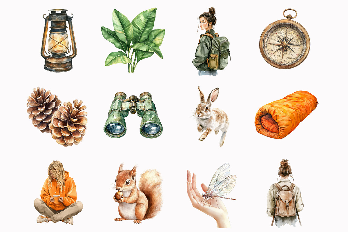 Watercolor Forest Adventure Clipart, an Illustration by Design Market (Photo 2 of 4)