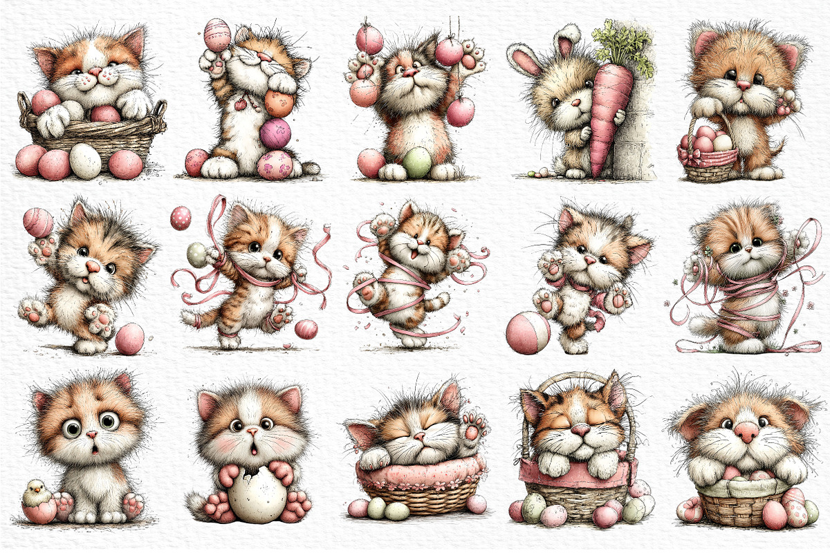 Easter Funny Cats Clipart Png, an Illustration by Craft Nest (Photo 6 of 11)