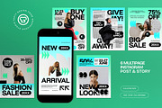 Blue Green Fashion Instagram Set, a Social Media Template by graphicook (Thumbnail 1 of 3)