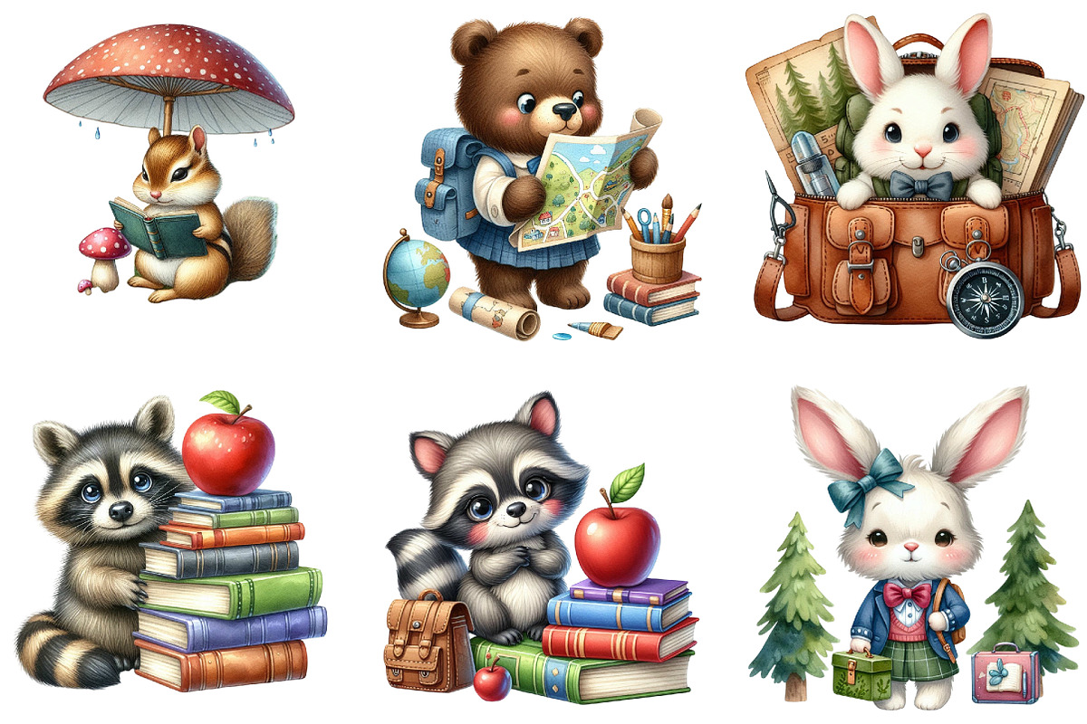 Color Woodland Animal Student Clipar, an Illustration by DreamArtGraphic (Photo 4 of 4)