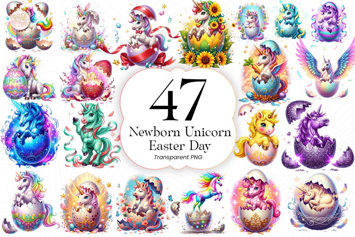 Newborn Unicorn PNG Clipart Cute., an Object Illustration by KennedyStudio (Photo 1 of 5)