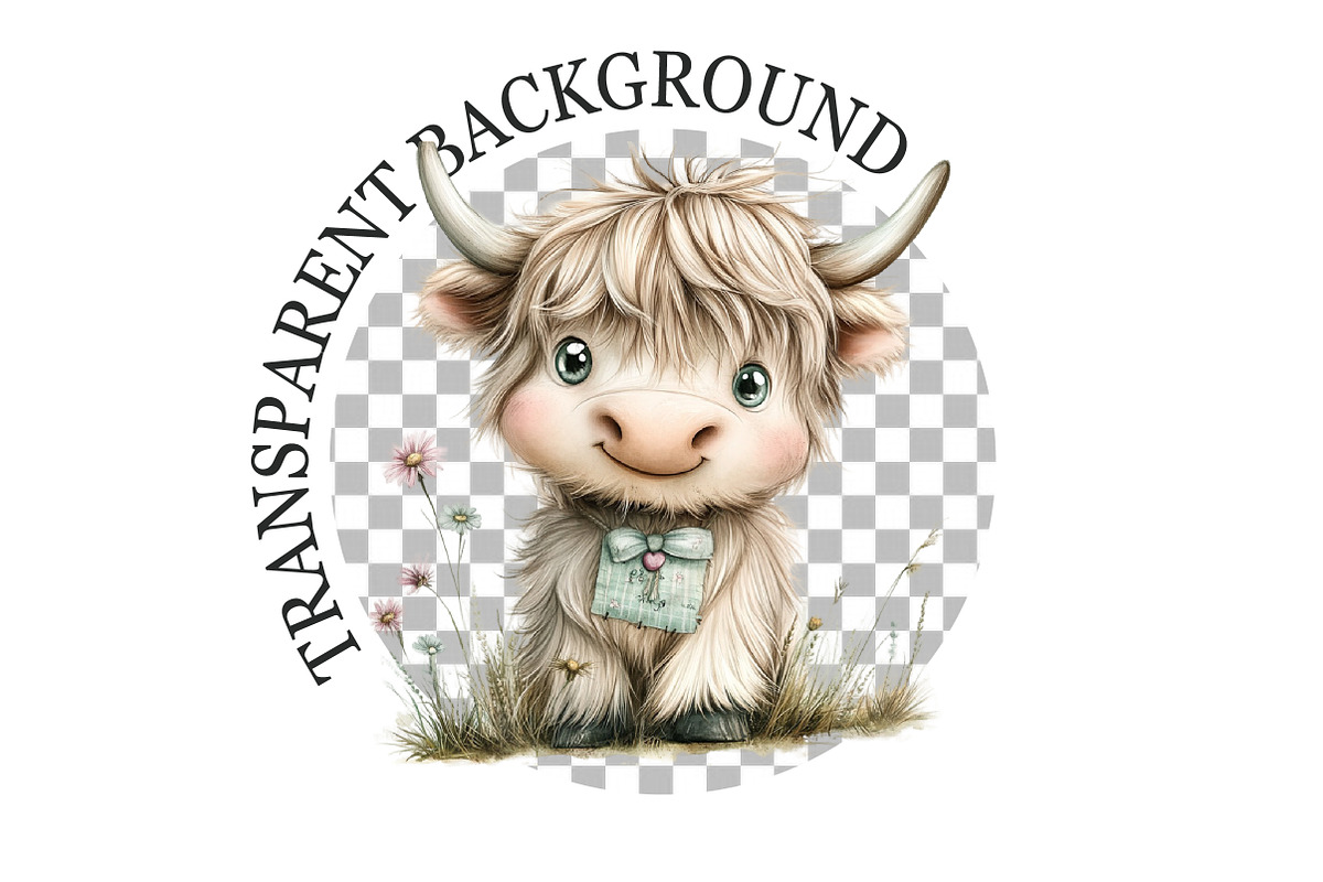 Watercolor Summer Highland Cow Clipa, a Seasonal Illustration by Rose Art (Photo 5 of 6)