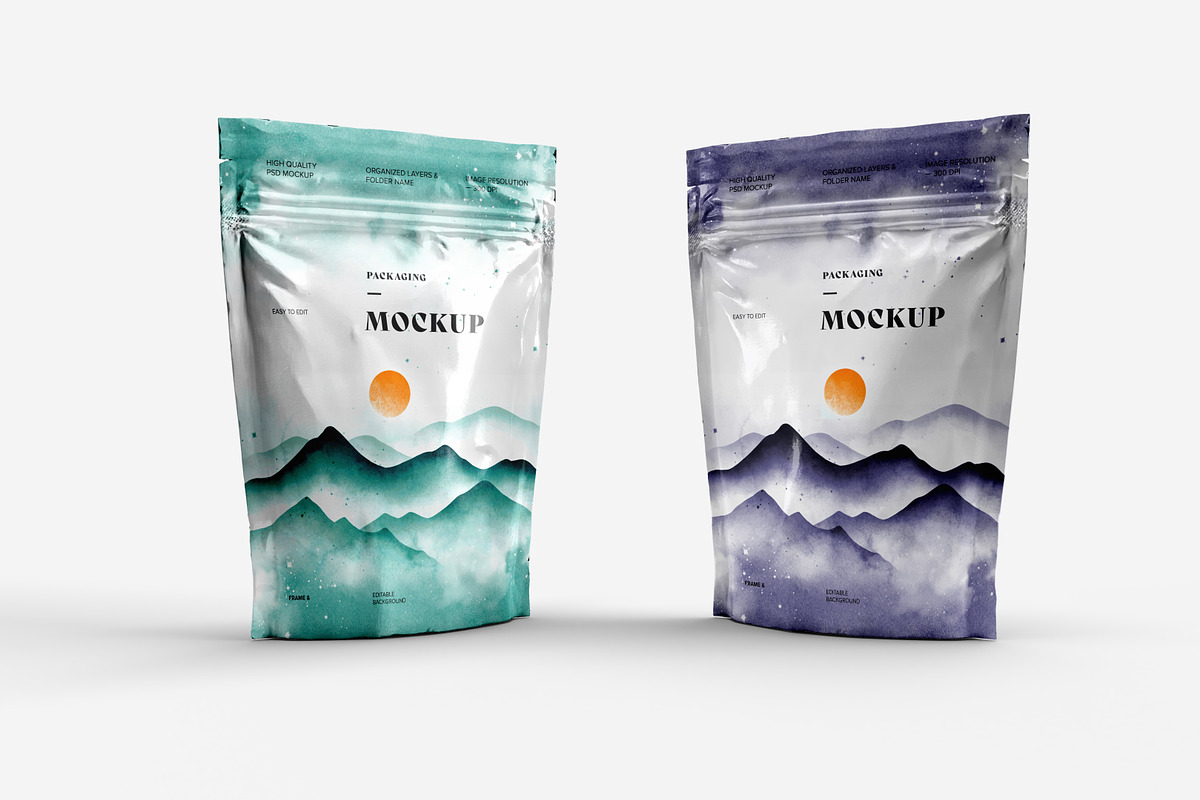 Stand Up Zip Lock Pouch Mockup Set, a Merchandise Mockup by dpi (Photo 12 of 16)