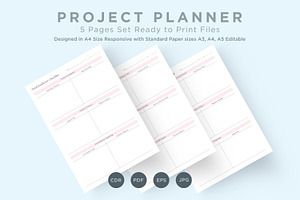 Project Planner Pages Set V-19, a Stationery Template by shahsoft