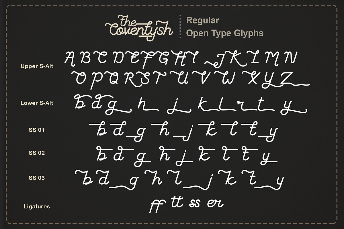 The Coventysh - Monoline Script Font, a Script Font by DiosiArt (Photo 9 of 11)
