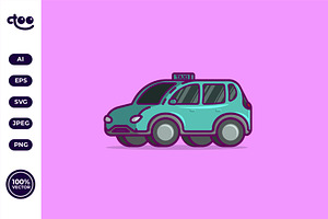 Simple Modern Electric Taxi Cartoon, a Transportation Illustration by Satisfactoons