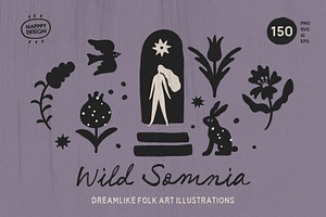 Dreamlike Folk Art Illustrations, an Object Illustration by happpydesign