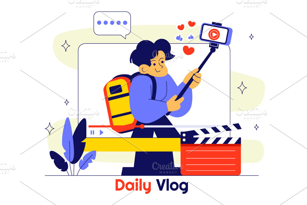 10 Daily Vlog Illustration, a Person Illustration by denayunebgt (Photo 4 of 4)