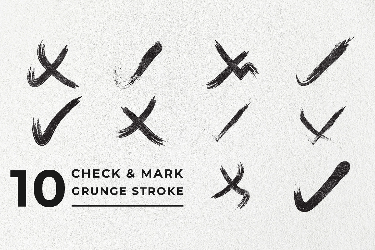 10 Check & Cross Mark Grunge Strokes, a Texture Graphic by Pitchlook.Studio (Photo 2 of 2)