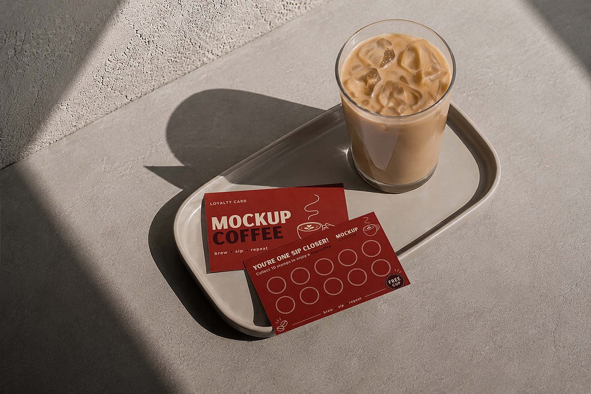 Coffee Shop Loyalty Card Mockup, an Advertising Mockup by Pitchlook.Studio (Photo 3 of 4)