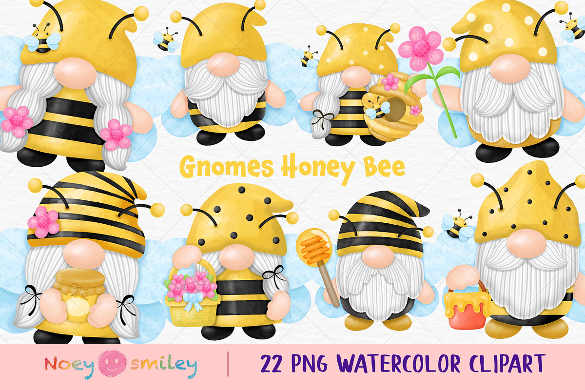 Gnomes Honey Bee Watercolor, an Animal Illustration by Noey smiley (Photo 1 of 7)