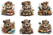 Summer Capybara Whimsical Clipart, a Seasonal Illustration by Designking (Thumbnail 3 of 5)