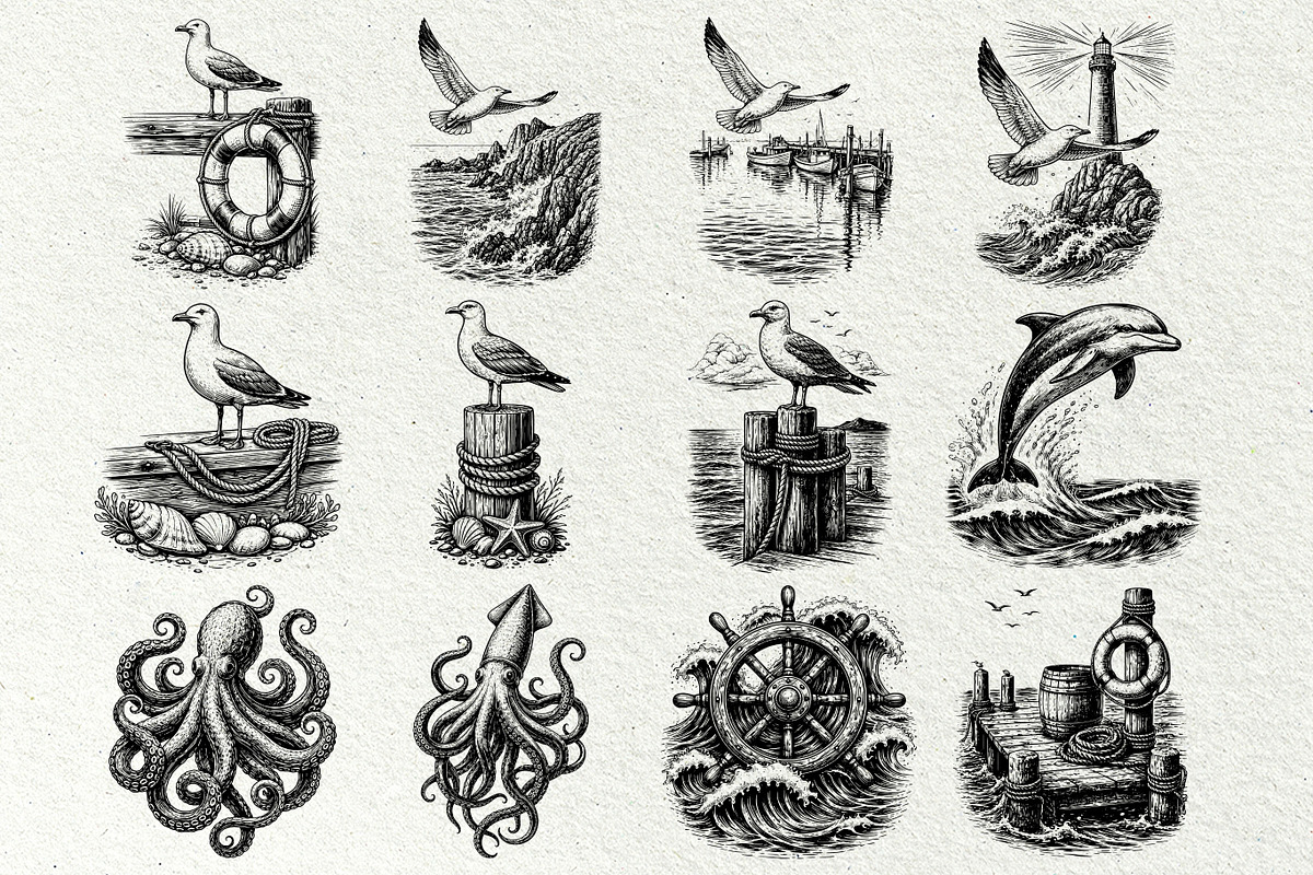 Nautical Engraving SVG Graphics, an Object Illustration by DENIDigitalArtSudio (Photo 4 of 6)