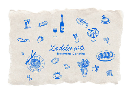 Italian Food Clipart Set, a Food Illustration by Lisa Mill