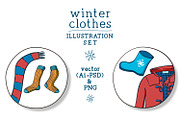 Winter clothes illustrations set, an Illustration by Illustrationsforteachers (Thumbnail 3 of 3)