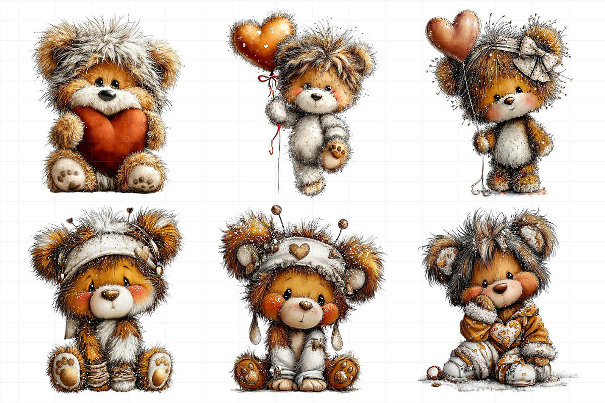 Valentine Teddy Bear Clipart, an Illustration by Daily.Designs (Photo 6 of 8)