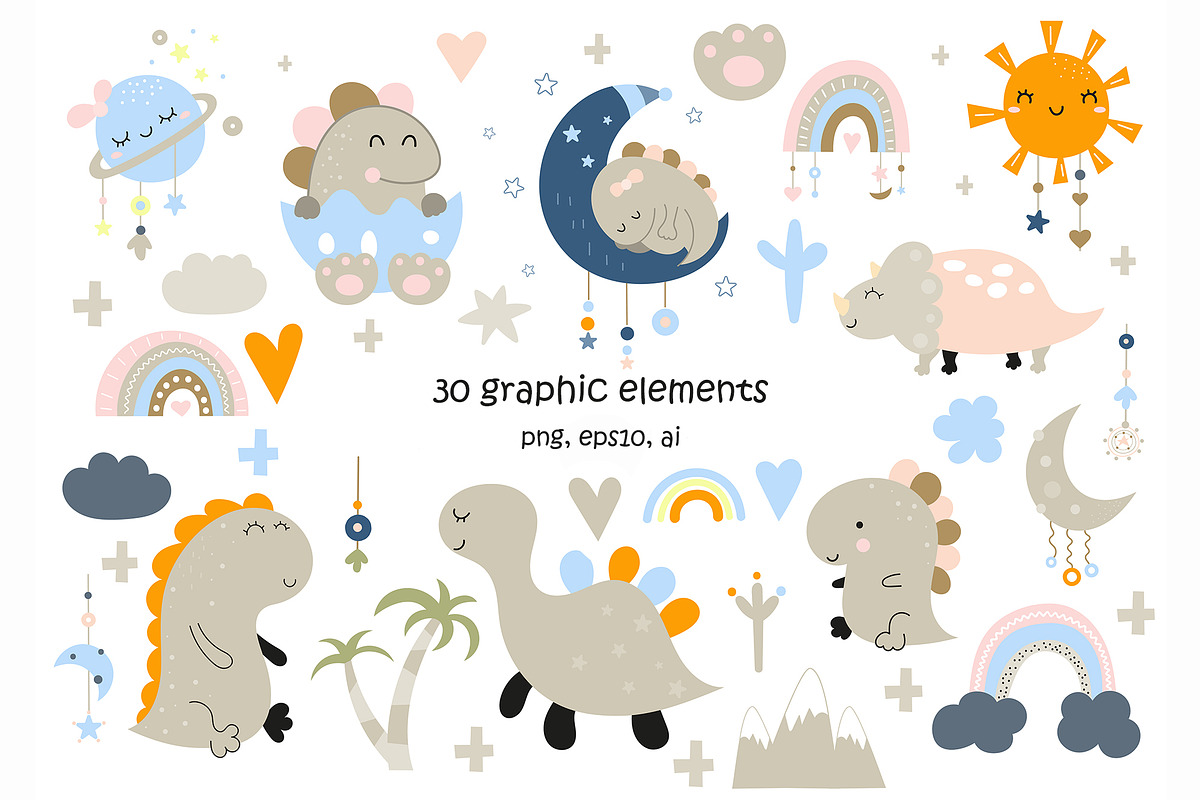 Nursery Art Baby Dino set, an Animal Illustration by Nursery Art (Photo 2 of 8)