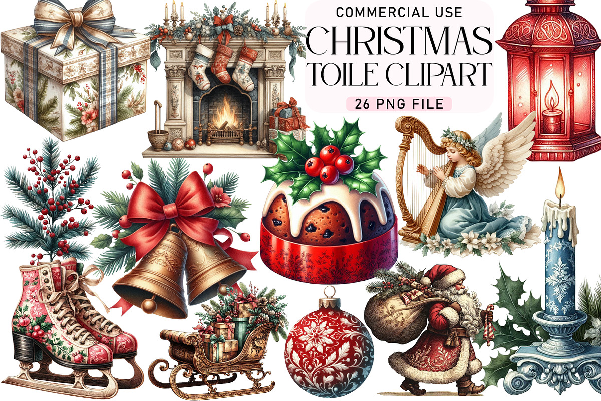 Christmas Toile Clipart, an Illustration by Daily.Designs (Photo 1 of 5)