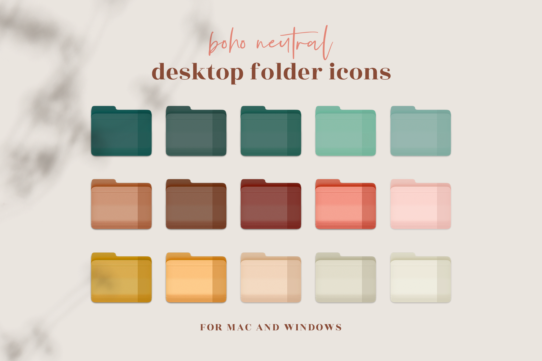 Boho Desktop Folder Icons for PC & Mac