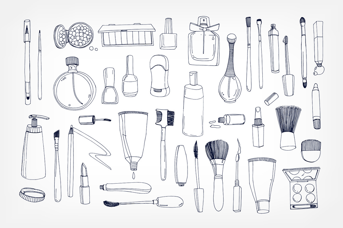 Set, seamless pattern with cosmetics, a Decorative Illustration by Good Studio (Photo 3 of 7)