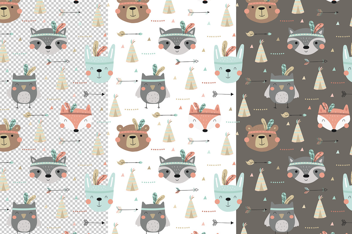 Baby Patterns! Cute Indians!, a Pattern Graphic by Irene_Boiko_ART (Photo 10 of 11)