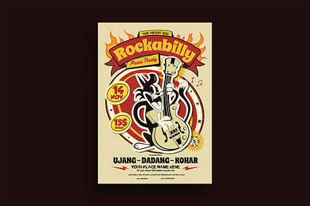 Retro Rockabilly Music Party Flyer