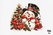 Christmas Snowman PNG, a Seasonal Illustration by Craft Nest (Thumbnail 1 of 6)