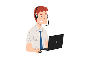 Male Call Center Operator, Online, a Person Illustration by TopVectors