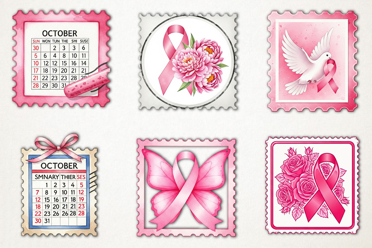Breast Cancer Postage Stamp Clipart, an Illustration by RobertsArt (Photo 4 of 5)